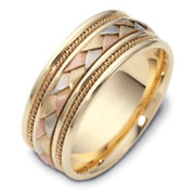 9.00 mm 14K Tri Color Woven Dora Wedding Band
