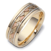 7.00 mm 14K Tri Color Woven Dora Wedding Band