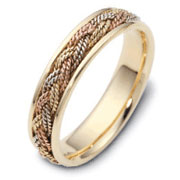 5.00 mm 14K Tri Color Double Weave Dora Wedding Band