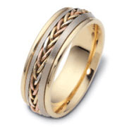 7.50 mm 14K Tri Color Dora Wedding Band