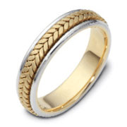 5.00 mm 14K Two Tone Wheat Weave Dora Wedding Band