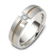 14K Two Tone Gold Brush Finish 0.12 tcw Dora Promise Band