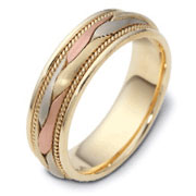 6.50 mm 14K Tri Color Woven Dora Wedding Band