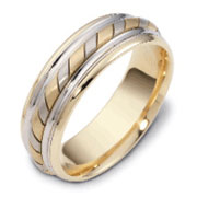 Striped 7.00 mm 14K Two Tone Dora Wedding Band