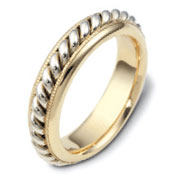 Milgrain Edge 14K Two Tone Gold Dora Wedding Ring