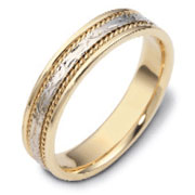 5.00 mm Textured Center 14K Two Tone Dora Wedding Band