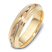 6.00 mm 14K Tri Color  Woven Dora Wedding Band