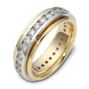 14K Two Tone Gold Dora Round Eternity Wedding Ring 2.4 tcw