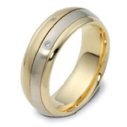 7mm 14K Two Tone Gold Dora Diamond Wedding Band, 0.06ctw