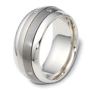 Sandeo -- 9.00 mm Titanium & Gold Dora Wedding Band 0.09 TCW
