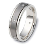 Sandoletto -- 7.00 mm Titanium & Gold Dora Wedding Band 0.09 TCW