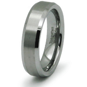 Beveled Edge Satin and Polished Tungsten Band