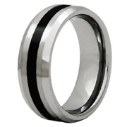 Black Resin Stripe Tungsten Carbide Wedding Ring