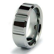 Bar Carved 8mm Flat Tungsten Band