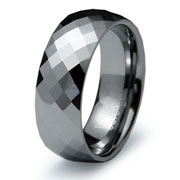 Cross Cut Multi Facet Tungsten Wedding Band