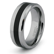 Black Stripe Center Tungsten Wedding Ring