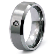 Bezel Set CZ Flat Tungsten Wedding Ring