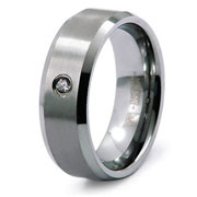 Round Diamond Bezel Tungsten Carbide Wedding Ring
