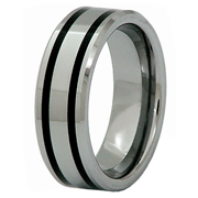 Double Row Black Resin Tungsten Wedding Ring