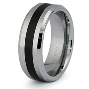 Beveled Edge Black Resin Tungsten Wedding Ring