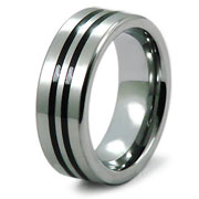 Tungsten Carbide Double Black Stripe Wedding Band