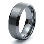 Brush and High Polished 8mm Bevel Tungsten Band
