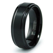 Black Tungsten Raised Center Wedding Band