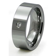 Flat Bezel Set Cubic Zirconia Tungsten Band