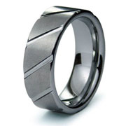 Tungsten Laser Cut Striped Pattern 8mm Ring