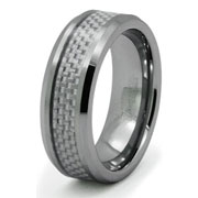 White Carbon Fiber Inlay Tungsten Ring