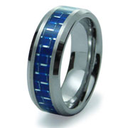 Blue Carbon Fiber Inlay Tungsten Ring