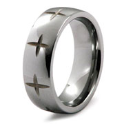 Cross Engraved Pattern Tungsten Wedding Band