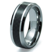 Carbon Fiber Inlay Beveled Edge Tungsten Band