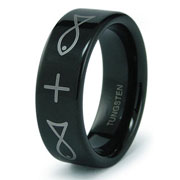 Black Tungsten Christian Themed Wedding Band