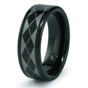 Diamond Pattern Black Tungsten Wedding Band