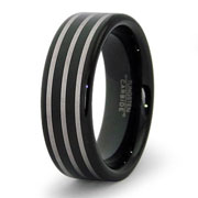 Striped Black Tungsten Wedding Band