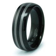 Black Tungsten Double Stripe Wedding Band