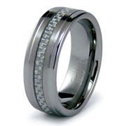 8mm White Carbon Fiber Inlay Tungsten Band