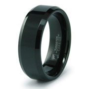 Beveled Edge Black Tungsten Wedding Band
