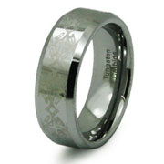 Laser Engraved Tribal Design 8mm Tungsten Band