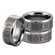 Love, Hope, Faith Laser Engraved Tungsten Wedding Ring