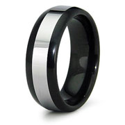 8mm Inlay Black Tungsten Wedding Band