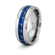Tungsten Carbide Blue Carbon Fiber 8mm Ring