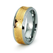 8mm 18K Gold Plated Tungsten Two Tone Celtic Wedding Ring