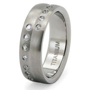 CZ Titanium Satin Finished Ring