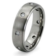 Bezel Set Round CZ Titanium Eternity Band