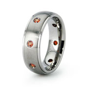 Bezel Set Round Orange CZ Weddign Ring