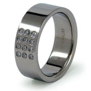 Satin CZ Set Eternity Titanium Band