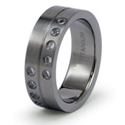 Flat Bezel Cubic Zirconia Titanium Band
