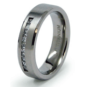 6mm Channel Set CZ Titanium Wedding Band